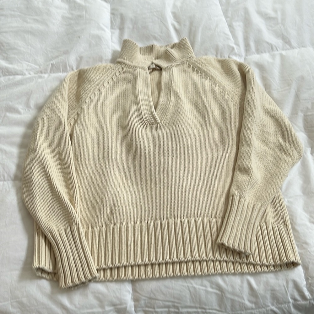 Johnny collar cotton sweater